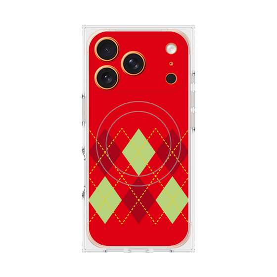プレミアムスクエアケース with MagSafe［ Nordic Argyle - Red ］