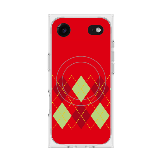 プレミアムスクエアケース with MagSafe［ Nordic Argyle - Red ］
