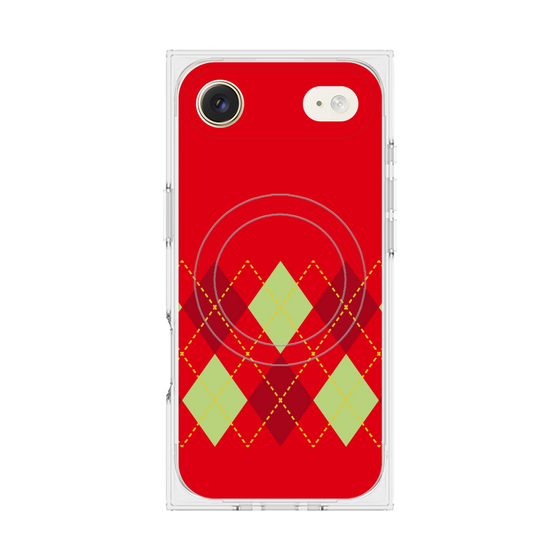 プレミアムスクエアケース with MagSafe［ Nordic Argyle - Red ］