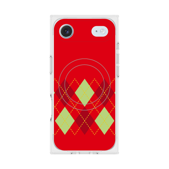 プレミアムスクエアケース with MagSafe［ Nordic Argyle - Red ］