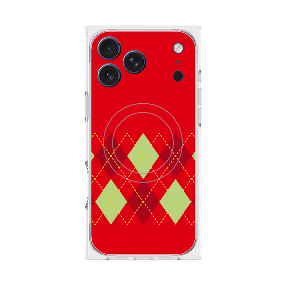 プレミアムスクエアケース with MagSafe［ Nordic Argyle - Red ］