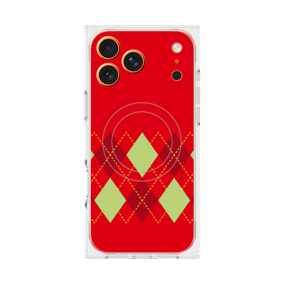 プレミアムスクエアケース with MagSafe［ Nordic Argyle - Red ］