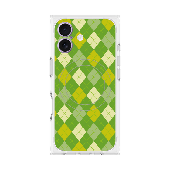 プレミアムスクエアケース with MagSafe［ Argyle - Green ］