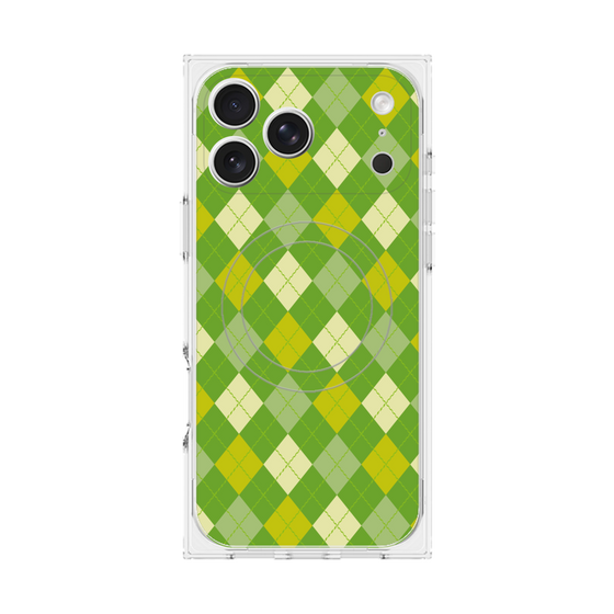 プレミアムスクエアケース with MagSafe［ Argyle - Green ］