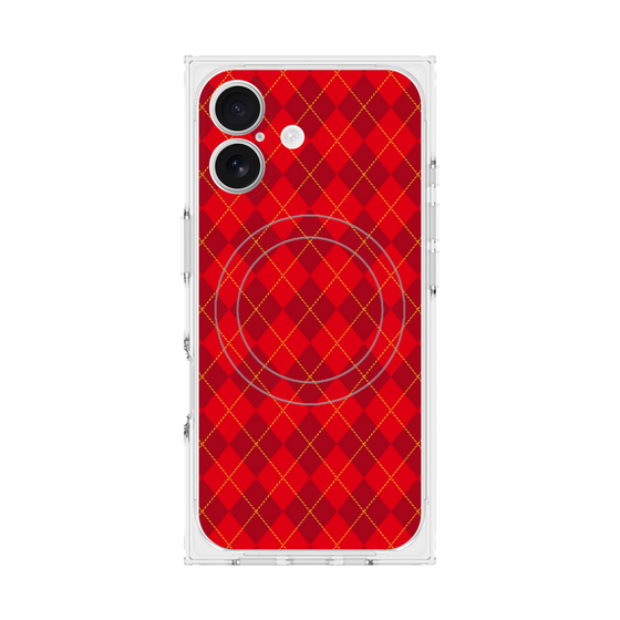 プレミアムスクエアケース with MagSafe［ Argyle - Red ］