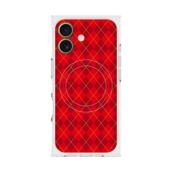 プレミアムスクエアケース with MagSafe［ Argyle - Red ］