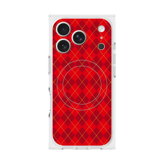 プレミアムスクエアケース with MagSafe［ Argyle - Red ］