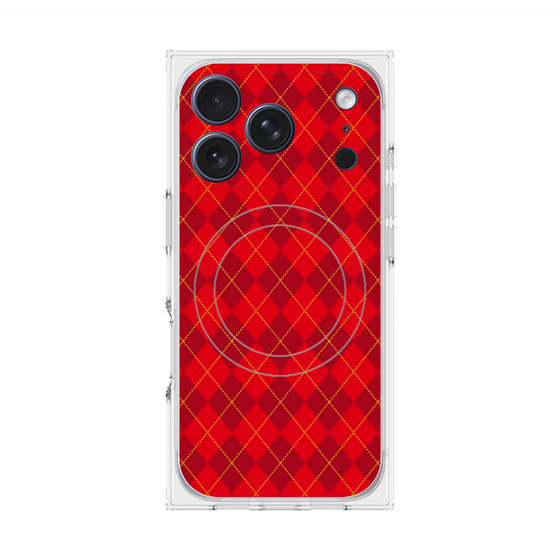 プレミアムスクエアケース with MagSafe［ Argyle - Red ］