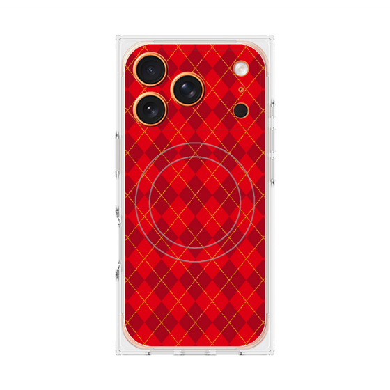 プレミアムスクエアケース with MagSafe［ Argyle - Red ］