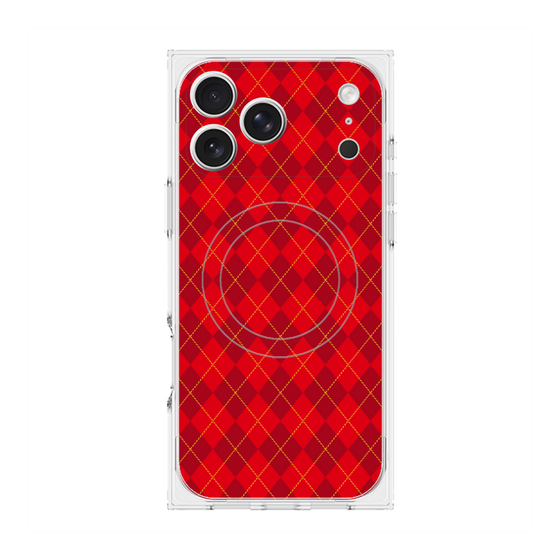 プレミアムスクエアケース with MagSafe［ Argyle - Red ］