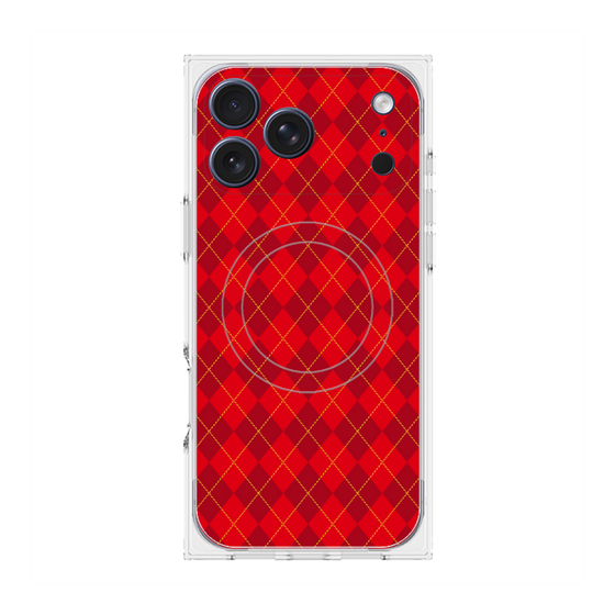 プレミアムスクエアケース with MagSafe［ Argyle - Red ］