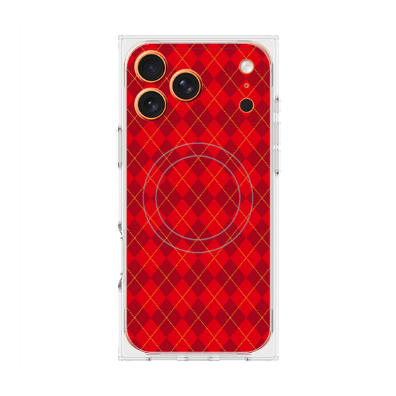 プレミアムスクエアケース with MagSafe［ Argyle - Red ］