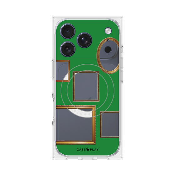 プレミアムスクエアケース with MagSafe［ Photo Frames - Green ］
