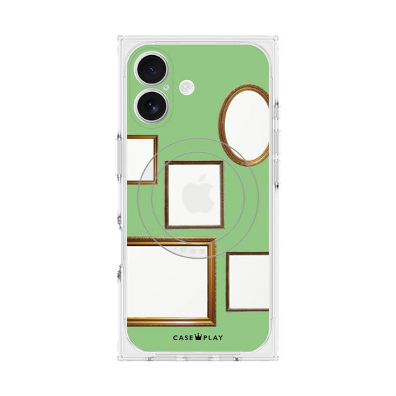 プレミアムスクエアケース with MagSafe［ Photo Frames - Light Green ］