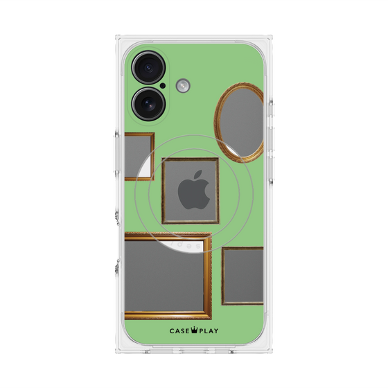 プレミアムスクエアケース with MagSafe［ Photo Frames - Light Green ］