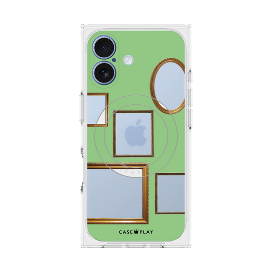 プレミアムスクエアケース with MagSafe［ Photo Frames - Light Green ］