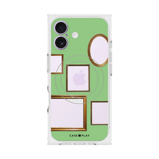 プレミアムスクエアケース with MagSafe［ Photo Frames - Light Green ］