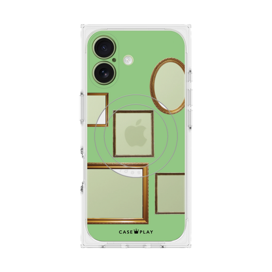 プレミアムスクエアケース with MagSafe［ Photo Frames - Light Green ］