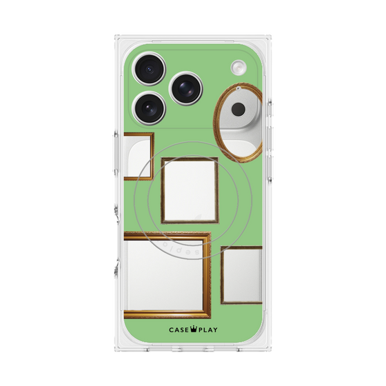 プレミアムスクエアケース with MagSafe［ Photo Frames - Light Green ］