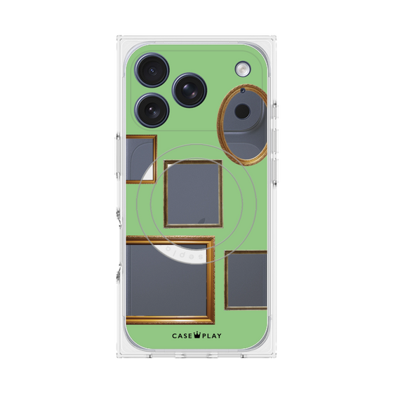 プレミアムスクエアケース with MagSafe［ Photo Frames - Light Green ］