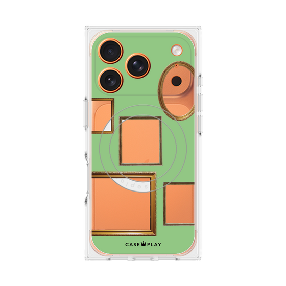 プレミアムスクエアケース with MagSafe［ Photo Frames - Light Green ］