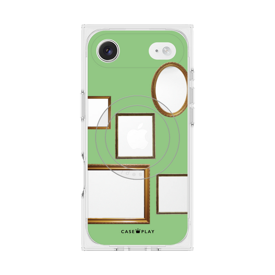 プレミアムスクエアケース with MagSafe［ Photo Frames - Light Green ］