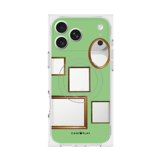 プレミアムスクエアケース with MagSafe［ Photo Frames - Light Green ］