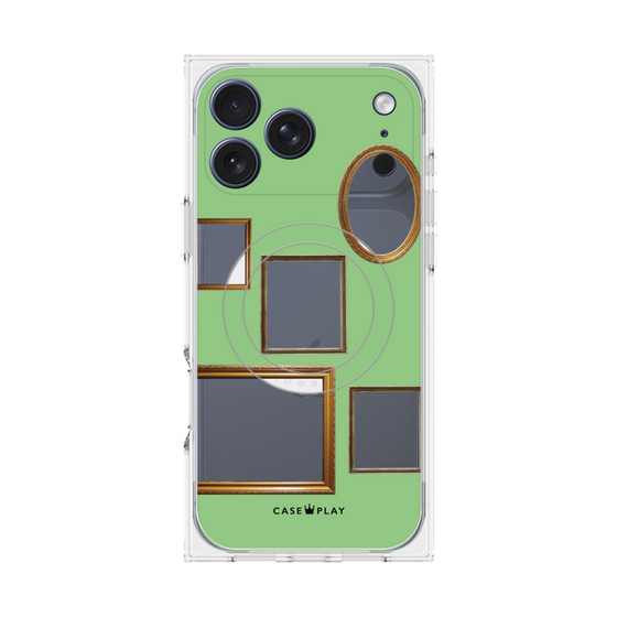 プレミアムスクエアケース with MagSafe［ Photo Frames - Light Green ］