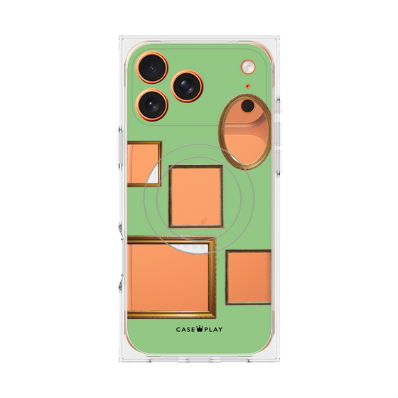 プレミアムスクエアケース with MagSafe［ Photo Frames - Light Green ］