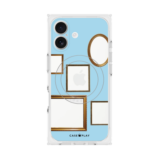 プレミアムスクエアケース with MagSafe［ Photo Frames - Light Blue ］
