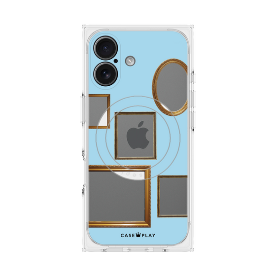 プレミアムスクエアケース with MagSafe［ Photo Frames - Light Blue ］