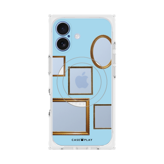 プレミアムスクエアケース with MagSafe［ Photo Frames - Light Blue ］