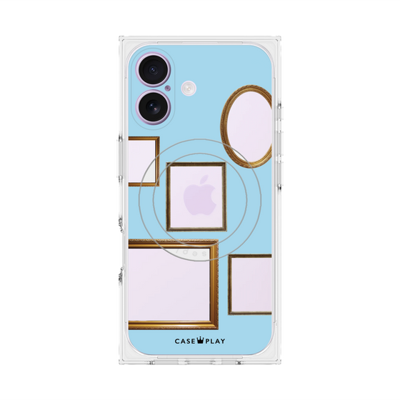 プレミアムスクエアケース with MagSafe［ Photo Frames - Light Blue ］
