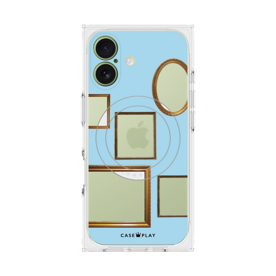 プレミアムスクエアケース with MagSafe［ Photo Frames - Light Blue ］