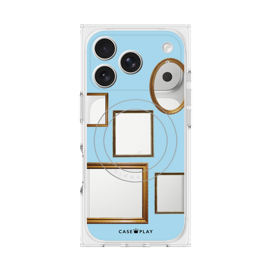 プレミアムスクエアケース with MagSafe［ Photo Frames - Light Blue ］