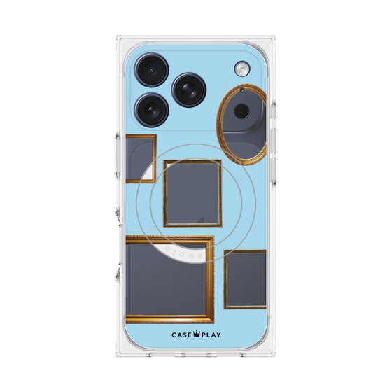 プレミアムスクエアケース with MagSafe［ Photo Frames - Light Blue ］