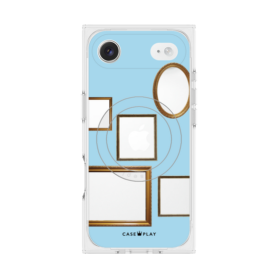 プレミアムスクエアケース with MagSafe［ Photo Frames - Light Blue ］