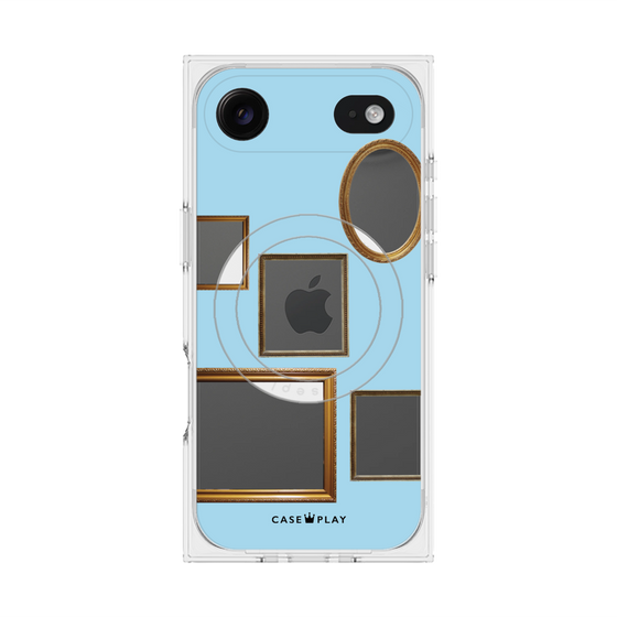 プレミアムスクエアケース with MagSafe［ Photo Frames - Light Blue ］