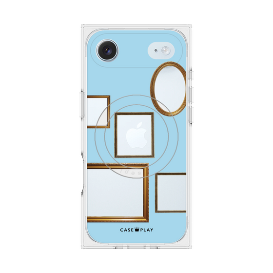 プレミアムスクエアケース with MagSafe［ Photo Frames - Light Blue ］