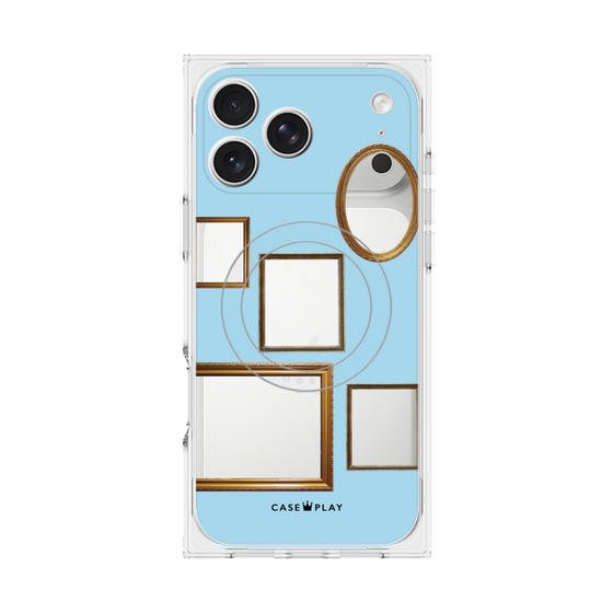 プレミアムスクエアケース with MagSafe［ Photo Frames - Light Blue ］