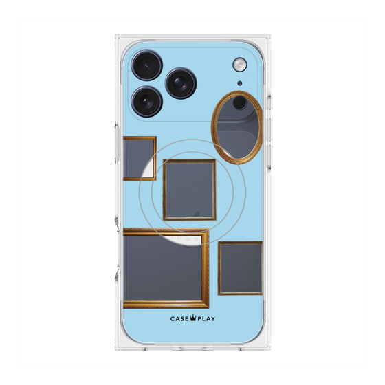 プレミアムスクエアケース with MagSafe［ Photo Frames - Light Blue ］
