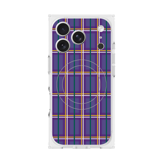 プレミアムスクエアケース with MagSafe［ Tartan Check - Purple ］