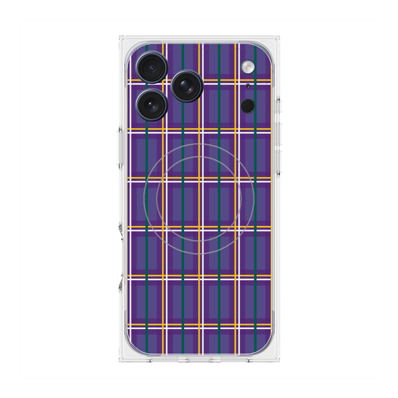 プレミアムスクエアケース with MagSafe［ Tartan Check - Purple ］