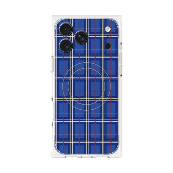 プレミアムスクエアケース with MagSafe［ Tartan Check - Blue ］