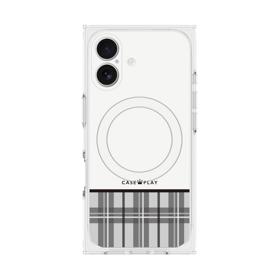 プレミアムスクエアケース with MagSafe［ CASEPLAY Tartan Check - Gray ］