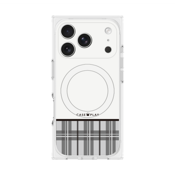 プレミアムスクエアケース with MagSafe［ CASEPLAY Tartan Check - Gray ］