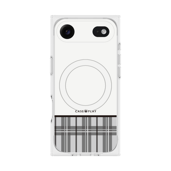プレミアムスクエアケース with MagSafe［ CASEPLAY Tartan Check - Gray ］