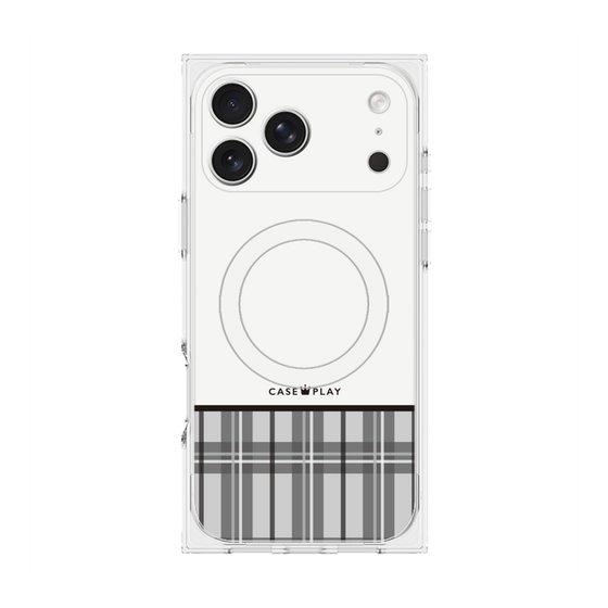 プレミアムスクエアケース with MagSafe［ CASEPLAY Tartan Check - Gray ］