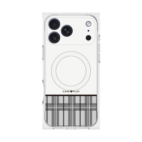 プレミアムスクエアケース with MagSafe［ CASEPLAY Tartan Check - Gray ］