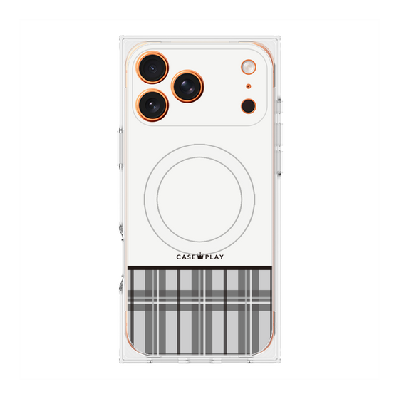 プレミアムスクエアケース with MagSafe［ CASEPLAY Tartan Check - Gray ］